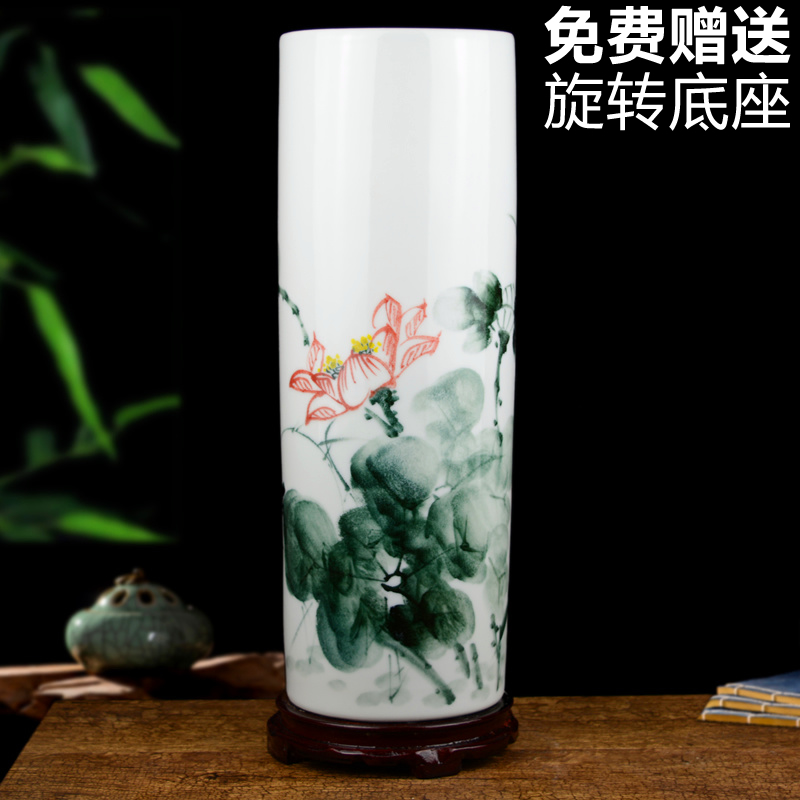 Jingdezhen ceramic hand - made quiver vase Chinese painting and calligraphy cylinder scroll cylinder sitting room ground adornment is placed on the study