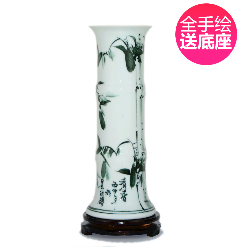 Jingdezhen ceramic lucky bamboo vase furnishing articles sitting room more tall, be born straight hydroponic flower decorations