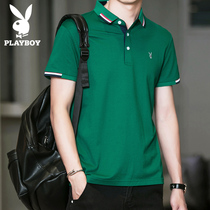 Playboy 2021 summer new mens lapel polo shirt solid color short-sleeved t-shirt trend casual all-match trend