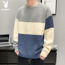Flower Playboy round collar sweater for mens autumn and winter trends Lazy Harbor Wind Thicken Lovers Beating Underpins Jersey