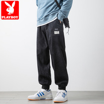 Flowers Playboy Light Core Suede Pants Men 2021 Spring Autumn Season New Korean version Trend cards Loose Bunches Casual Long Pants