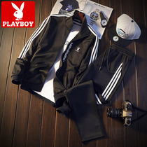 Playboy sweater mens spring and autumn new casual suit Korean version of the trend Hong Kong style wild set of handsome jacket