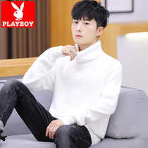 Flowers Playboy High collar sweater Mens Korean version Trend signs Autumn Winter Relaxed 100 Lapped Thicken Warm Beating Underhand Jersey