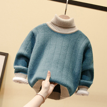 Boy mink velvet sweater turtleneck pullover 2020 new children thick thread clothes baby Foreign style Korean coat tide