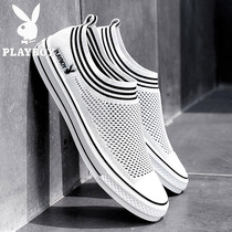 Floral Playboy mens shoes Summer Breathable Sail Fabric Shoes 2022 New Foot Pedals Sloth Board Shoes 100 Hitch Little White Shoes