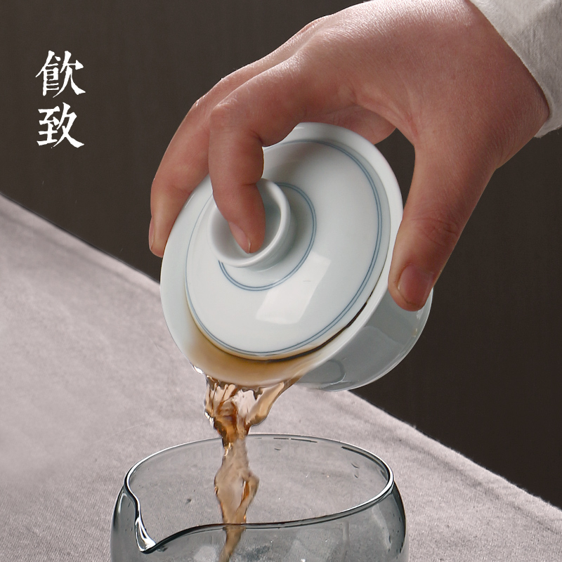 Three to make tea drinking to jingdezhen hand - made tureen single dry terms plate ceramic cups hot tea set size