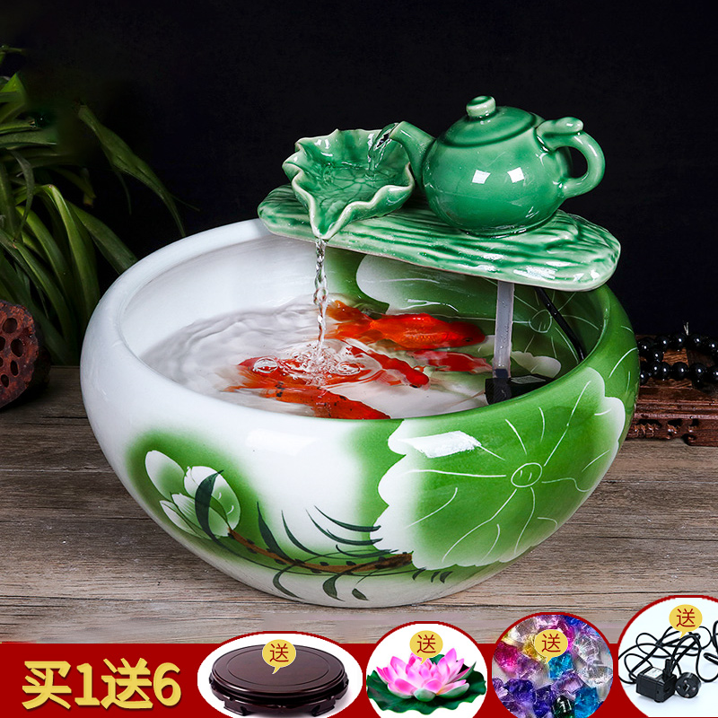 Jingdezhen ceramic aquarium water fountain in the sitting room of small creative goldfish bowl fish bowl furnishing articles sitting room adornment