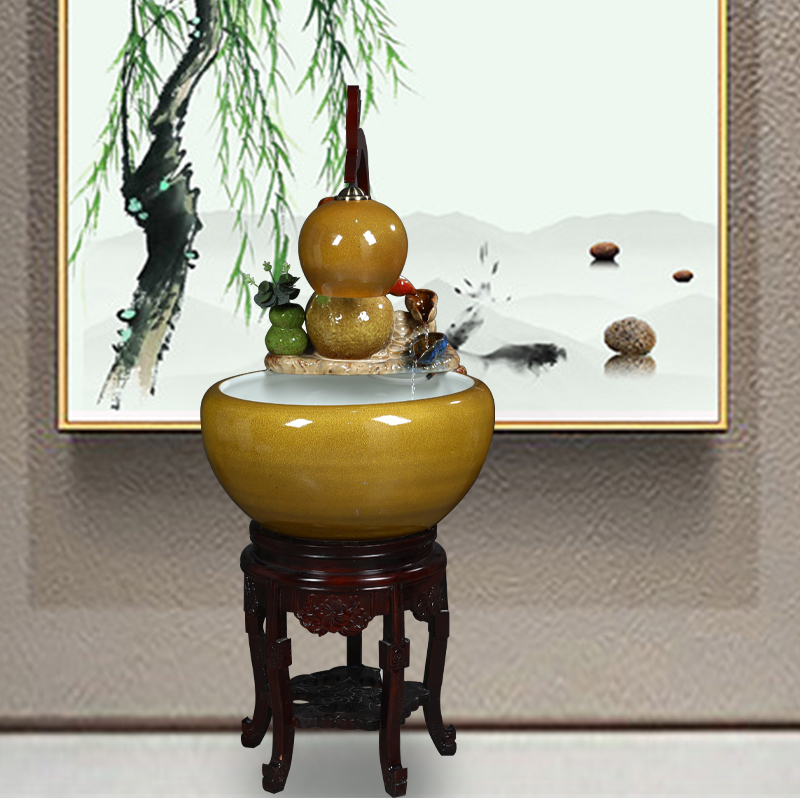 Up with jingdezhen ceramic aquarium tank circulation water filter water spray a goldfish bowl sitting room adornment small place