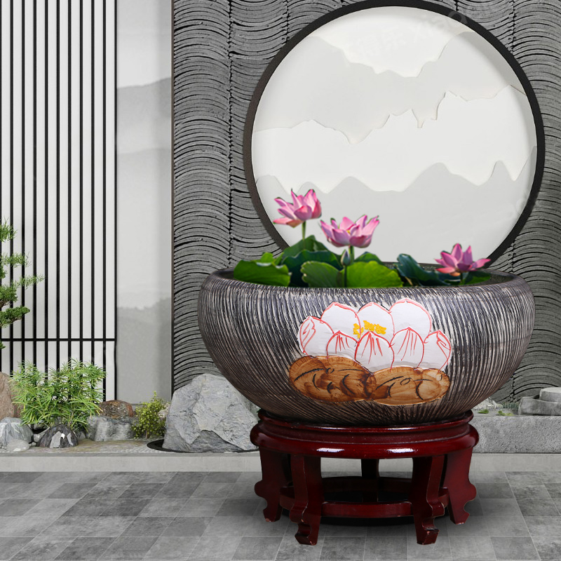 Jingdezhen ceramic aquarium desktop small place, a feng shui home sitting room turtle pond lily goldfish bowl lotus basin