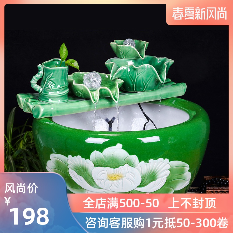 Jingdezhen ceramic household fish small sitting room aquarium water fountain creative household adornment water tank