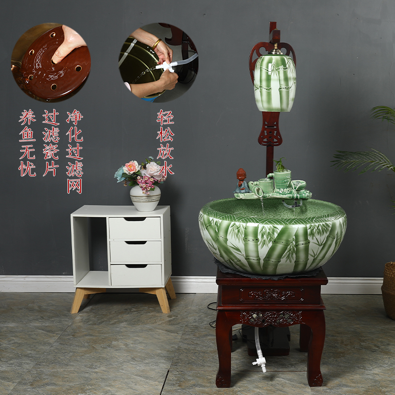 Jingdezhen ceramic tank - oxygen cycle ceramic filter tank porcelain jar goldfish bowl sitting room home decoration