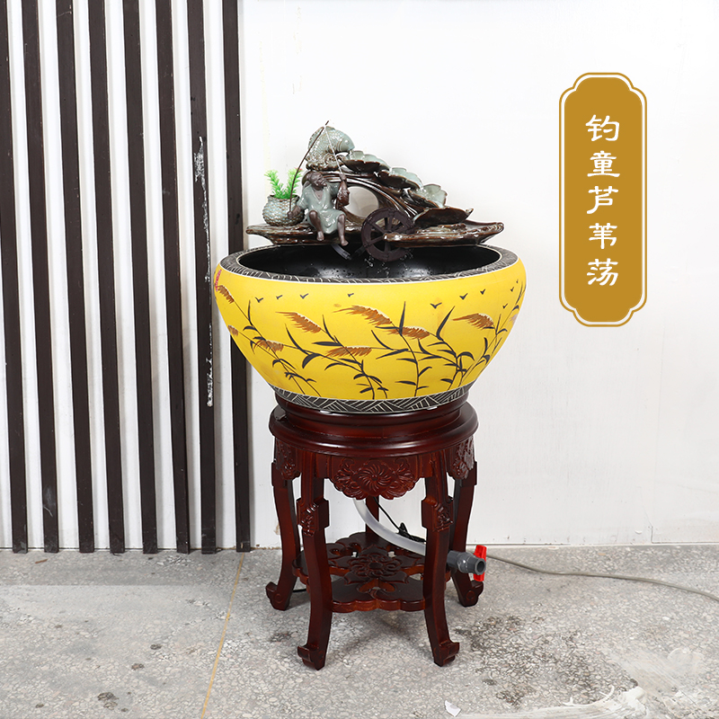 Jingdezhen ceramic circulating water tank filter home sitting room extra large goldfish bowl shui plutus tank