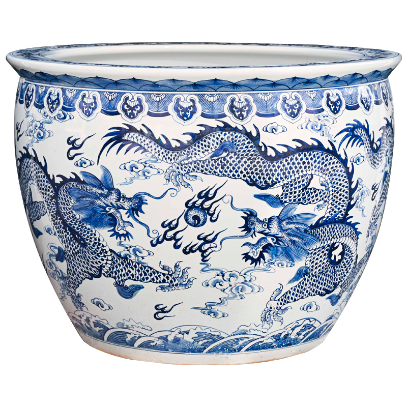 Package mail jingdezhen ceramic 1 meter to heavy dragon goldfish bowl the tortoise cylinder courtyard home water lily lotus sitting room