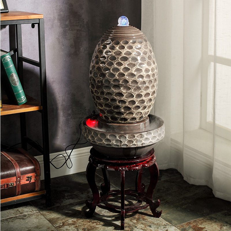 Jingdezhen ceramic fish small sitting room aquarium water fountain creative household humidifier water tank