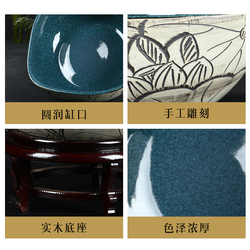 Package mail jingdezhen ceramic aquarium refers to basin of lotus brocade carp fish farming water lily little tortoise square household type