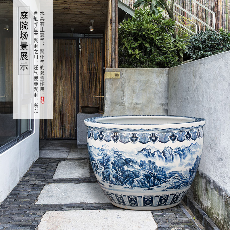 Packages mailed jingdezhen ceramic tank 1 m extra large household porcelain jar goldfish bowl sitting room of large courtyard tortoise cylinder