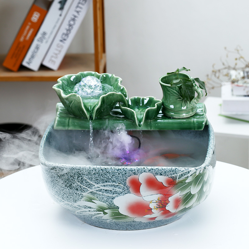 Jingdezhen ceramic aquarium water circulating water of small tortoise cylinder aquarium goldfish bowl small sitting room adornment