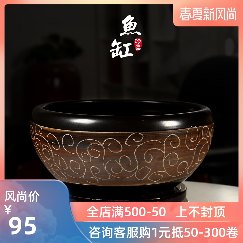 Ceramic aquarium fish bowl bowl lotus restoring ancient ways the tortoise cylinder manually creative its home sitting room small goldfish bowl