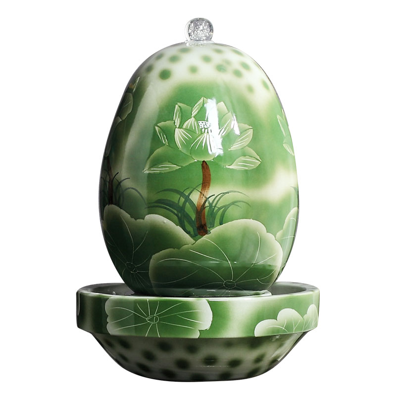 Jingdezhen ceramic fish small sitting room aquarium water fountain creative household humidifier water tank