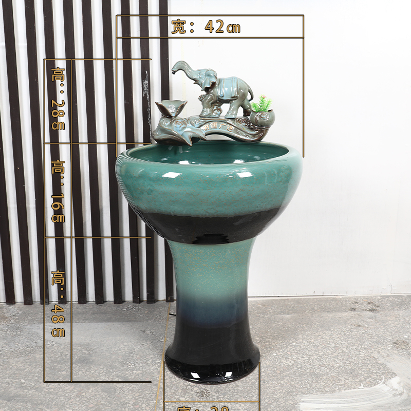 Jingdezhen ceramic filter pillar type water tank circulation water tank large goldfish bowl water lily bowl lotus basin