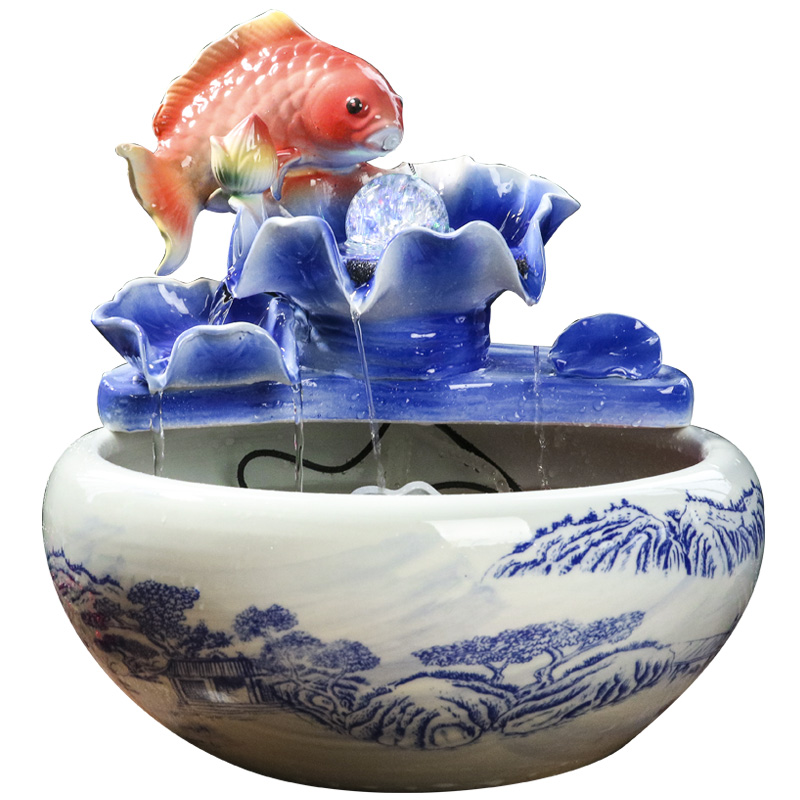 Jingdezhen ceramic small water humidification decoration aquariums furnishing articles circulating water fish farming household act the role ofing is tasted