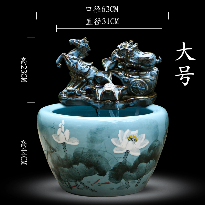 Art spirit of jingdezhen ceramic fish small sitting room aquarium water fountain creative household humidifier water tank