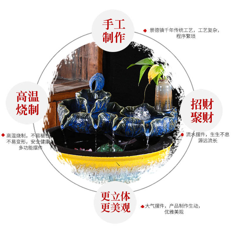 Jingdezhen ceramics pillar landing fish tank oversized LianHe flowerpot brocade carp cylinder goldfish bowl water lily bowl