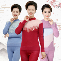 Mom thermal underwear set plus velvet padded cotton plus fat large size middle-aged high collar suit 40-70 years old