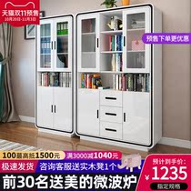 Modern study white bookcase storage rack combination simple home living room baking paint floor-to-ceiling bookcase