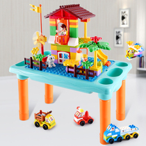 Childrens building block table legao multi-function building block baby educational toy 1 big particle 2 female Boy 3-6 years old