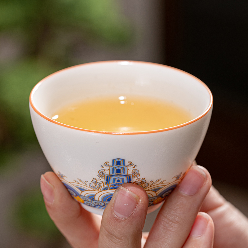 Leopard lam, thick light glaze teacup kung fu tea set ceramic cup tea cup archaize palace cup personal cup colored enamel single CPU