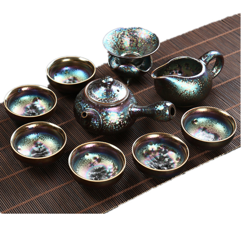 Leopard lam, gift suit discus tea teapot kung fu tea cups millstones creative ceramic tea set a complete set of restoring ancient ways