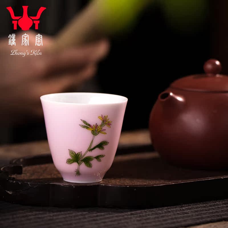 Small clock home up jingdezhen porcelain cups hand - made pastel by patterns cup single master sample tea cup bowl