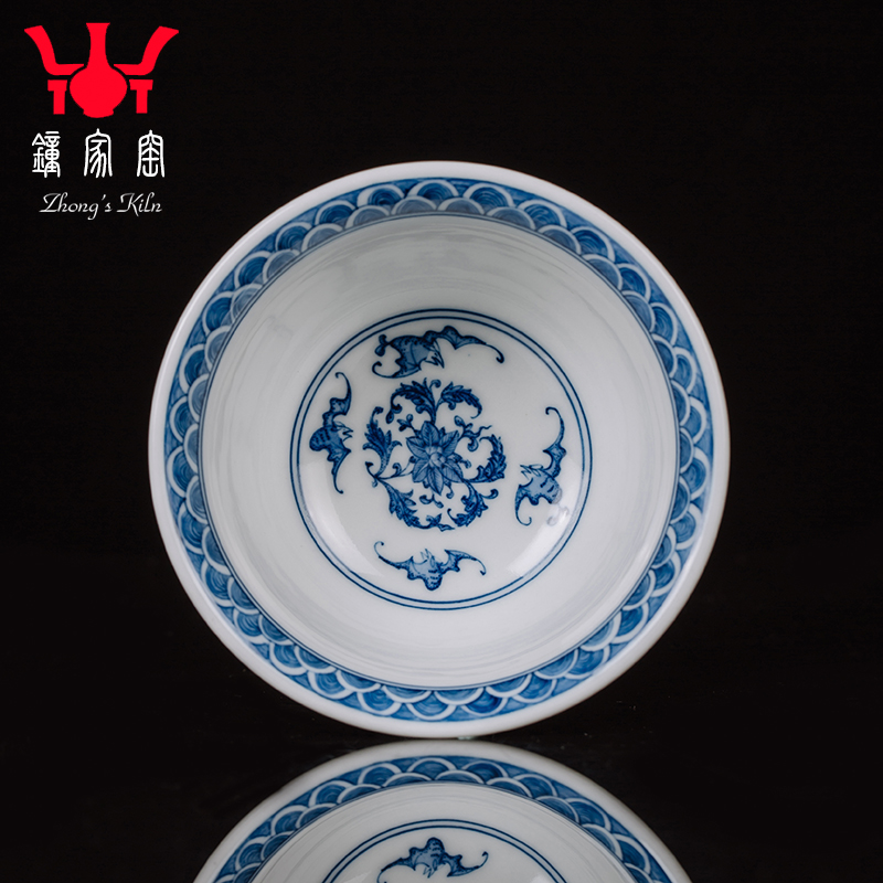 Clock home trade, one cup of single cup of jingdezhen tea service manual maintain teacup bat around sea branch lines of blue and white porcelain cup