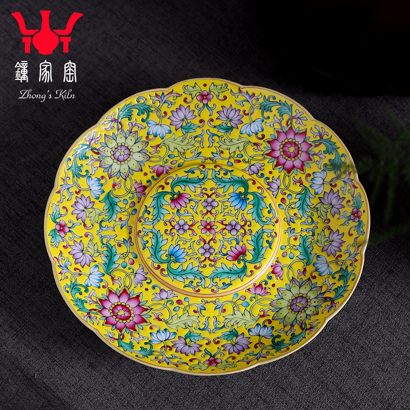 Clock home bearing jingdezhen up pot dry hand, hand draw colored enamel dish of tea tray bearing pot pot of ceramic trays