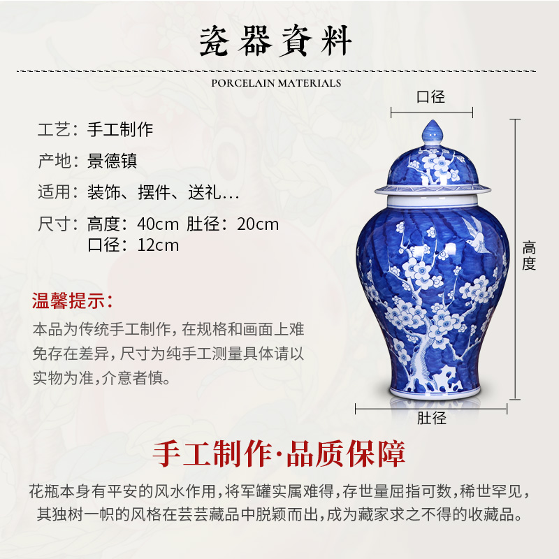 Porcelain of jingdezhen ceramic general canister of large vase flower arranging large sitting room home furnishing articles