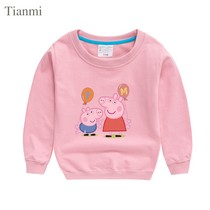 2021 spring dress new childrens clothing peppeqi piggy boys and girls base shirt pink pig girl autumn clothing