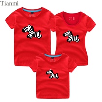 2021 New Spring Summer a family of three four family decoration small zebra parent-child cotton T-shirt baby childrens clothing