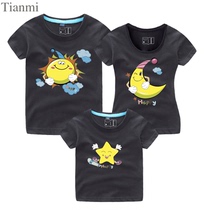 2021 Parent-Child Dress Summer Cotton Short Sleeve T-Shirt Half Sleeve Sun Family Mother and Child Family Mother and Child Family Three Four T-Shirt