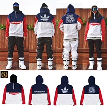 Special Korean ski sweater jacket sweater Mens and womens veneer waterproof wear-resistant warm blue and red hoodie LOG