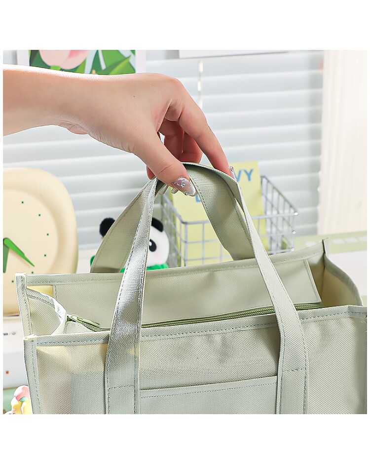 学生补习手提袋拎书袋帆布袋男孩女孩拉链式大容量斜跨补课自习包