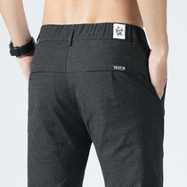 Summer Vertical Striped Western Pants Men Casual Long Pants Business Positive Suit Pants Loose Straight Drum Spring Summer Thin