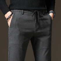 Male Pants Spring 2022 New Trends Mens Fashion Mens Spring Dress Drawing Rope Men Casual Pants Loose Straight Barrel Long Pants Youth