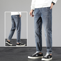 Spring and Autumn style Japanese retro pants made old high-end jeans mens straight loose Joker casual trousers
