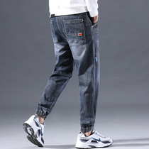 Autumn print mens jeans loose tight foot beam leg casual pants nine 9 fen ku qiu dong kuan autumn