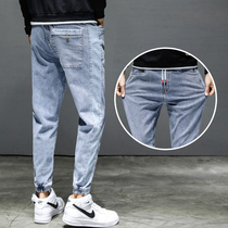 Autumn trend mens pants mens jeans loose Harlan side stripes drawstring tie pants spring autumn and winter elasticity