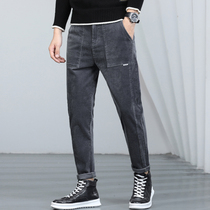 Autumn and winter corduroy pants mens overalls American retro Ami khaki casual trousers mens straight loose