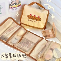 Japan Retro Portable Hand Makeup Bag Large Capacity Cute Travel Toiletries Bag containing bag
