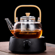 Bamboo Lifting Beam Boiling Kettle Thickened Glass Cooking Teapot Insulated Steam Tea Machine Small Flower Teapot Spray WELLNESS TEA SET