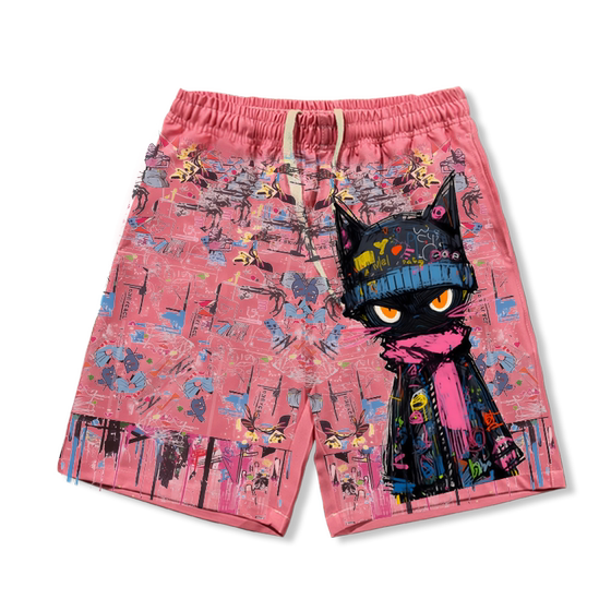 American graffiti cat dopamine shorts, men and women printed cartoon passing summer loose casual beach pants large pants pants
American graffiti cat dopamine shorts, men and women printed cartoon passing summer loose casual beach pants large pants pants